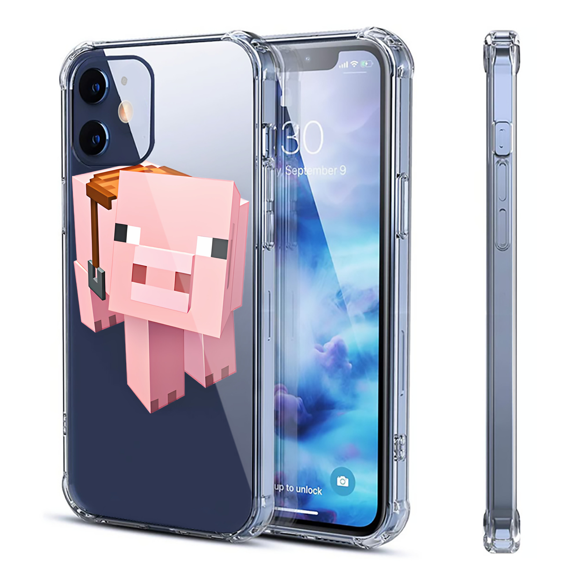 （画像用） マインクラフト ブロックの世界 Minecraft MC Block world 【iPhone 12シリーズ対応】透明スマホケース（クリアソフトケース）